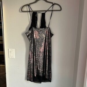 Free People Black and Pink Mini Dress